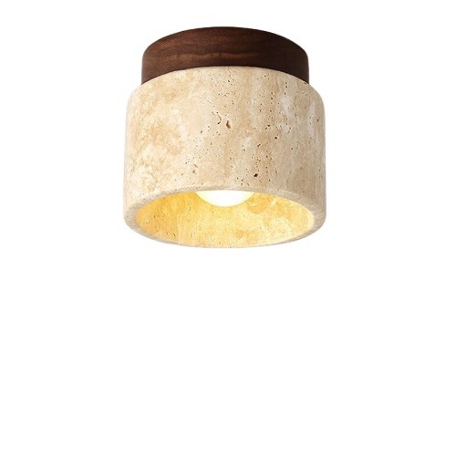 Natural Stone Travertine Ceiling Light - Minimalist Cylindrical Lamp G31