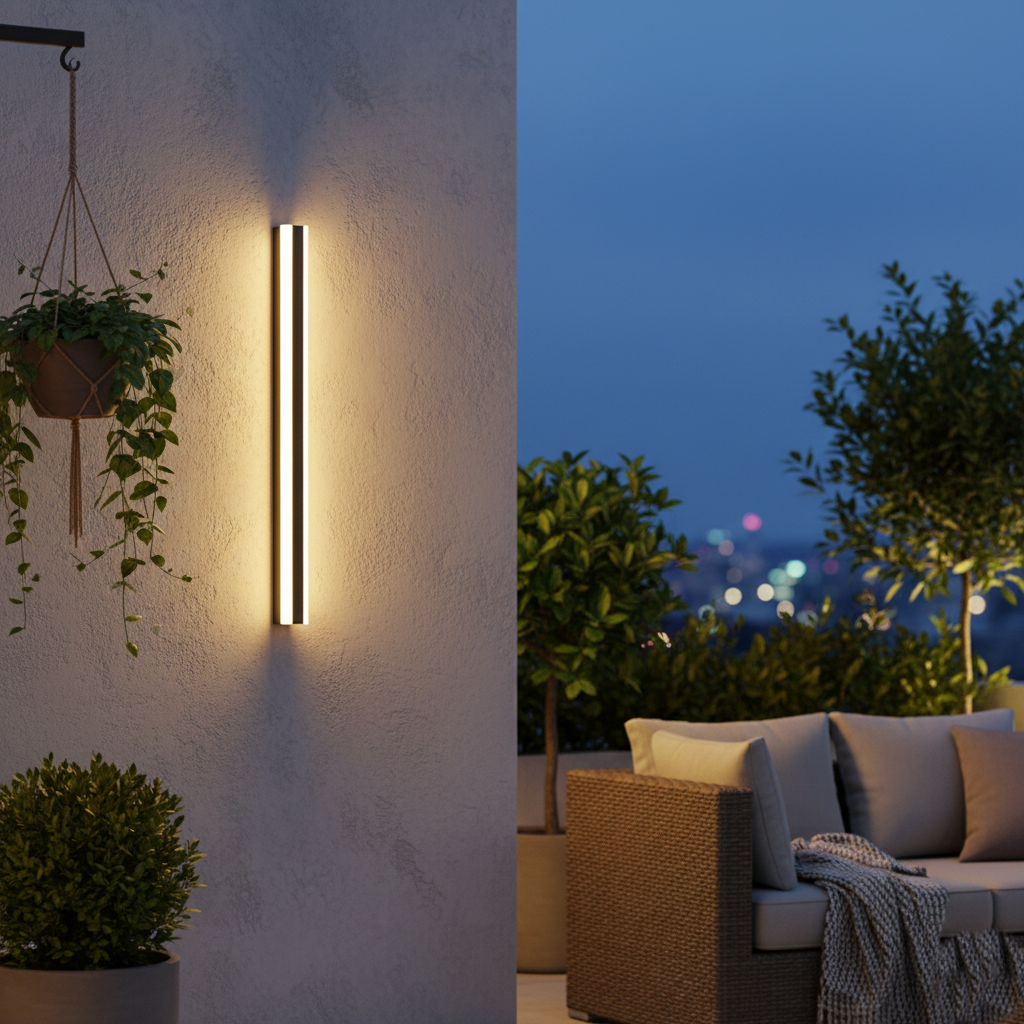 Edge Smooth Minimalist Linear Metal Outdoor Wall Lamp T2189