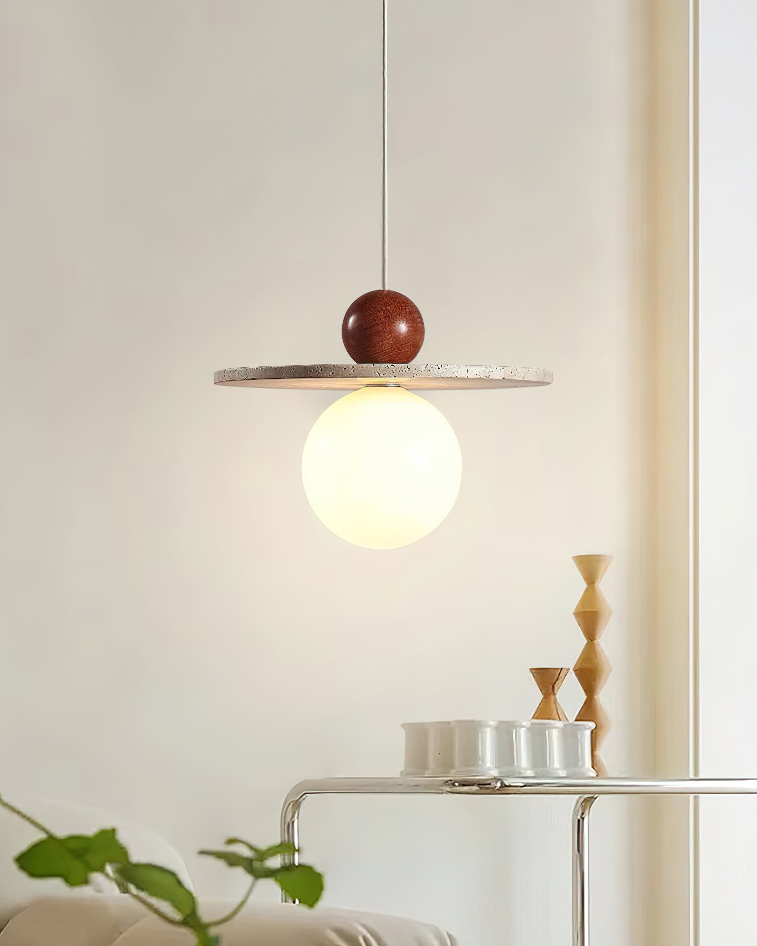 Retro Decor Cave Stone Disc Pendant Light G47