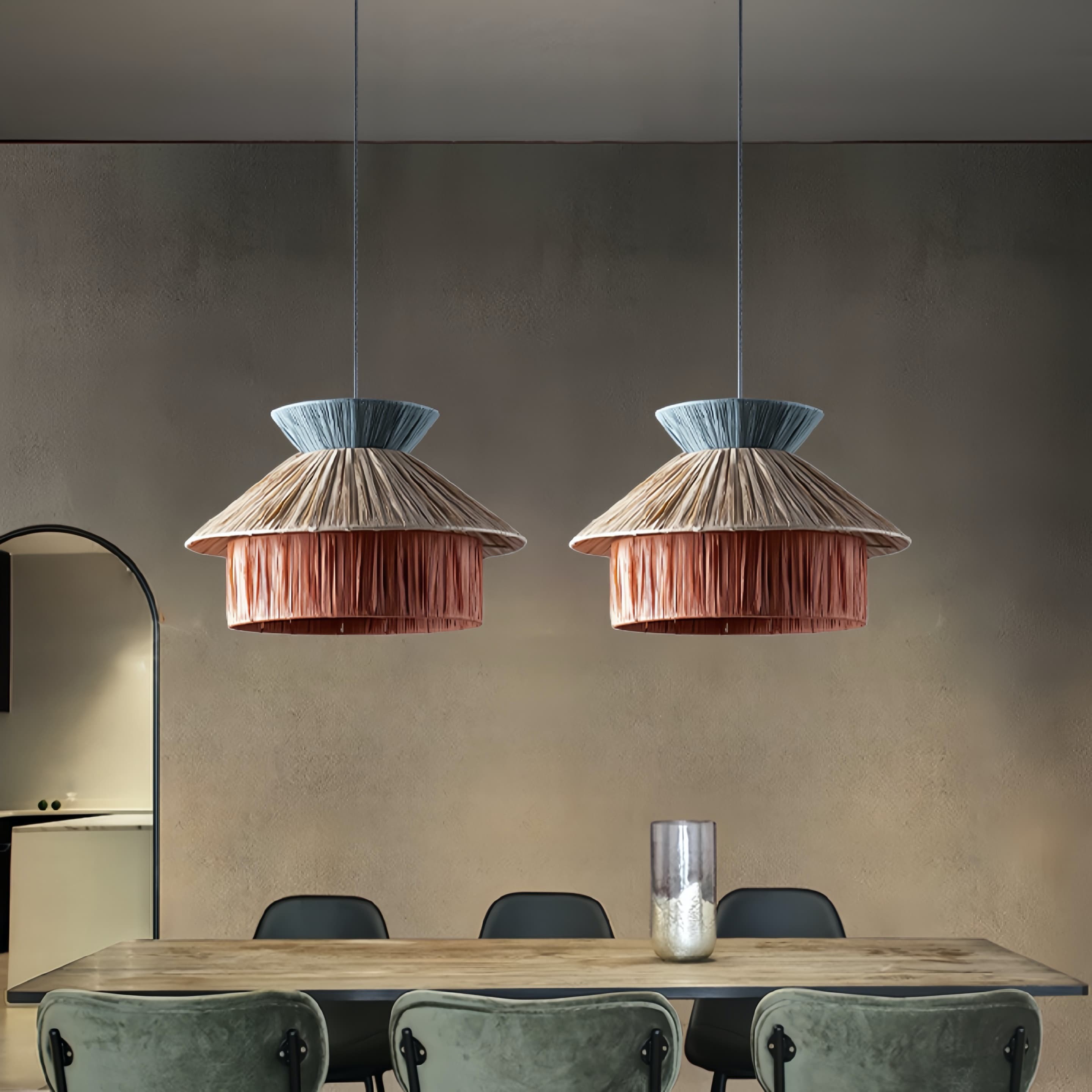 Handwoven Raffia Pendant Light – Boho Chic Natural Lighting S239