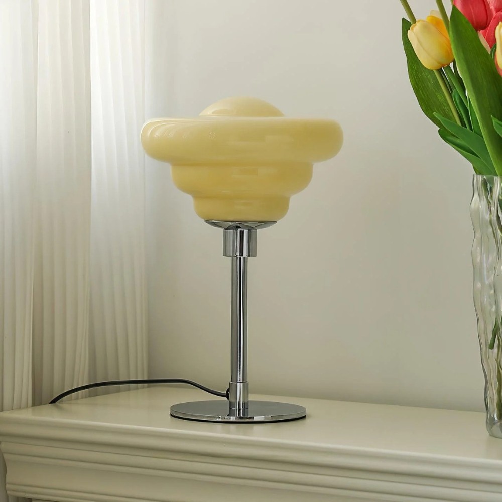 Modern Table Lamp Featuring Textured Glass Shade S247