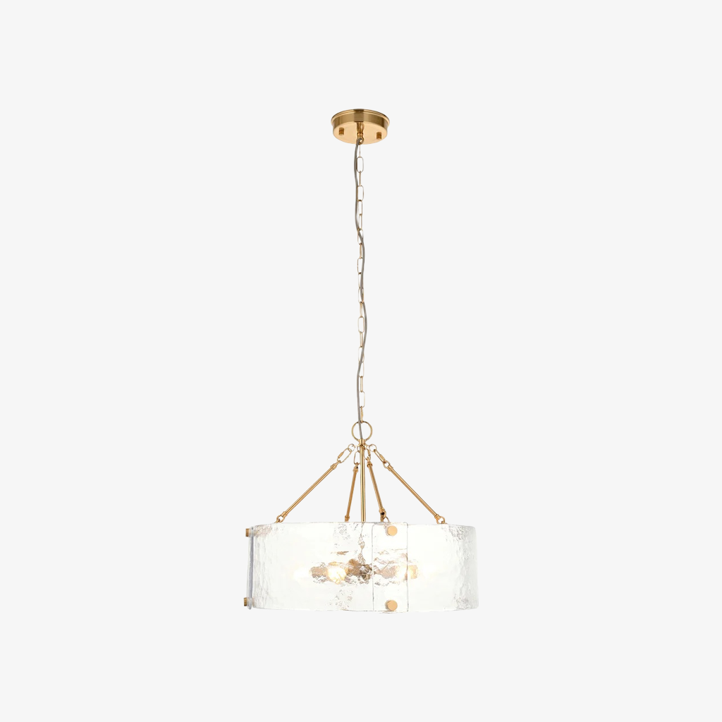 Panellux Decorative Pendant - Handcrafted Curved Glass Panels Brushed Brass Finish for Foyer T958