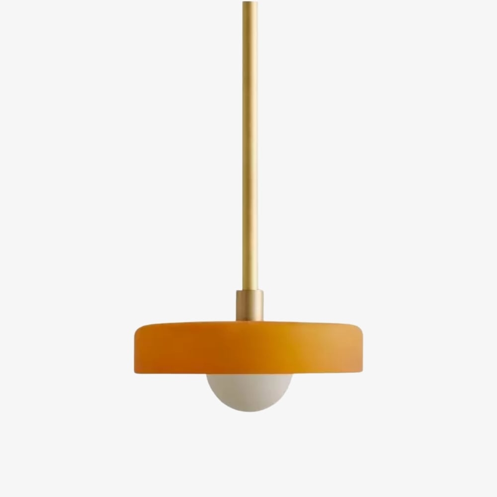 Kalo Modern Pendant Light - Sleek Metal Rod and Disc Orb Glass Design T1058
