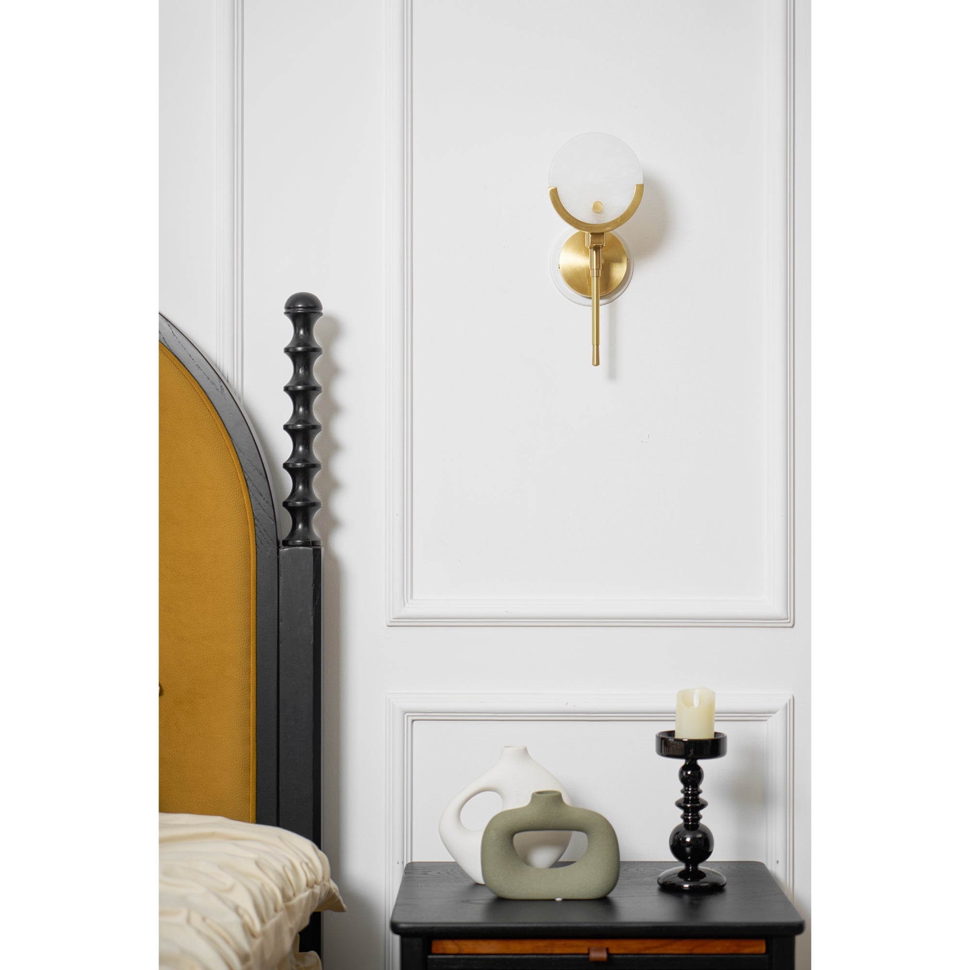 Ava Brass Alabaster Wall Lamp T1612