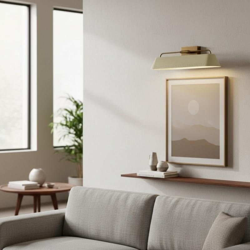 Libris Wall-Mounted Picture Light - Modern Steel Frame with Soft Sand Shade for Entryway T606