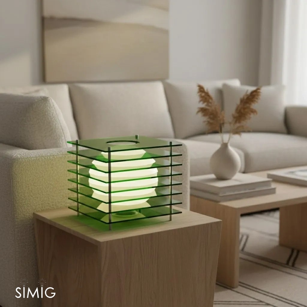 Geometric Moon Cube Lamp – Atmospheric luminous sphere S252