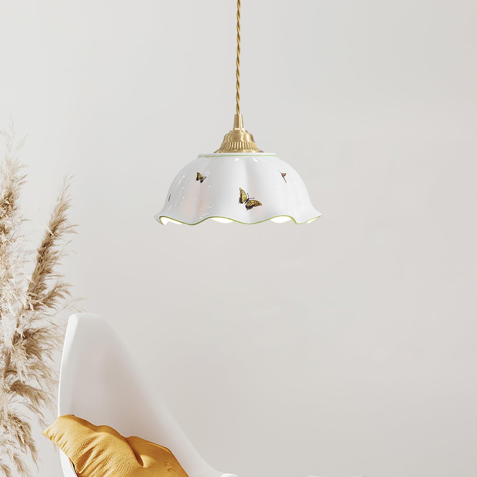 Retro Cream Style Ceramic Pendant Lamp G44