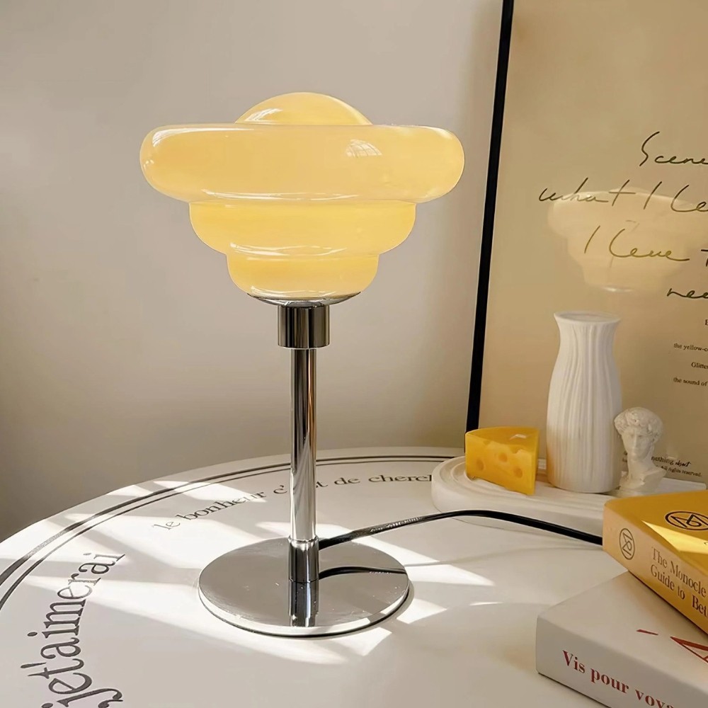 Modern Table Lamp Featuring Textured Glass Shade S247