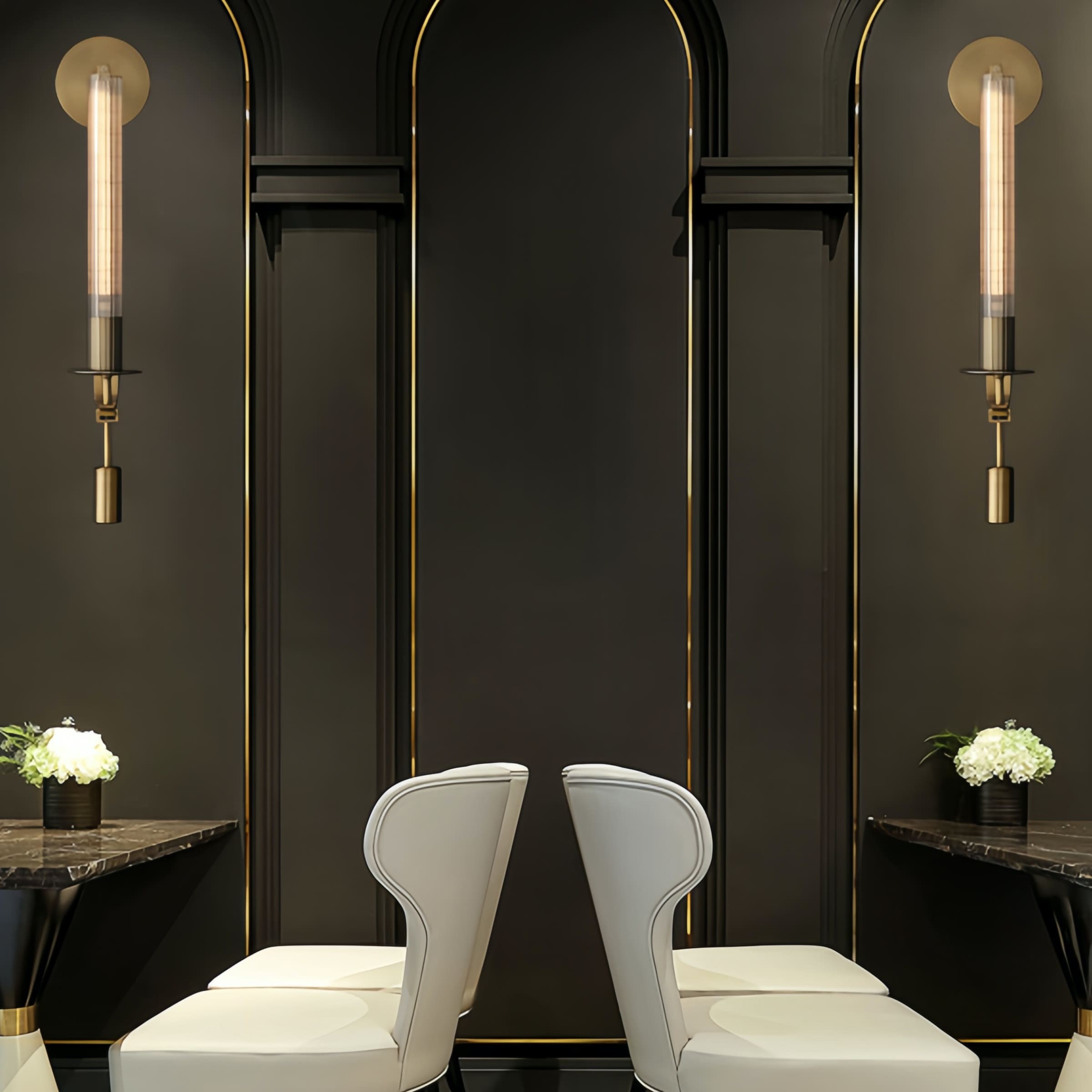 Ribbed Glass Wall Lamp with Slim Metal Base – Classic Meets Modern S229