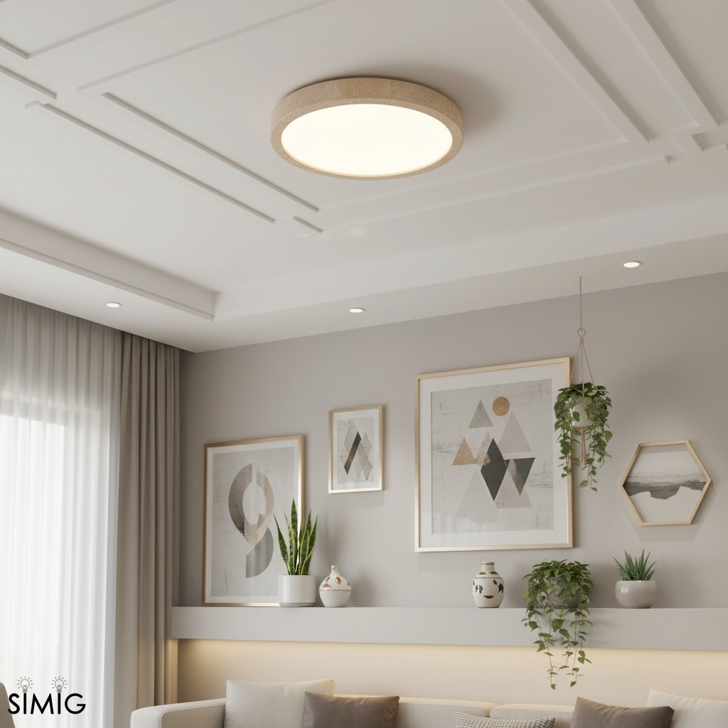 Round Ceiling Light - Nordic Travertine for Living Room S298
