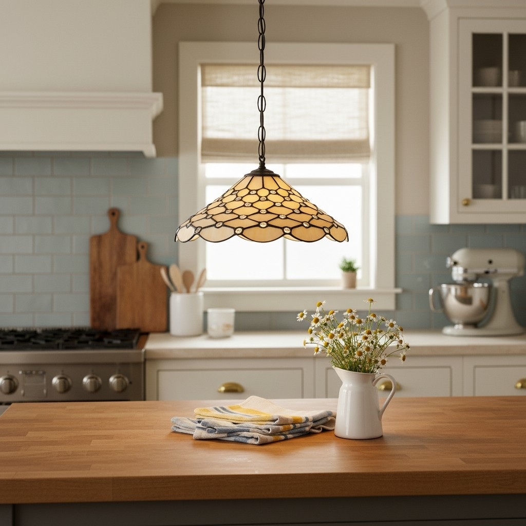 TF Pearl Pendant Light - With A Glass Shade and Adjustable Length for Dining and Kitchens T1016