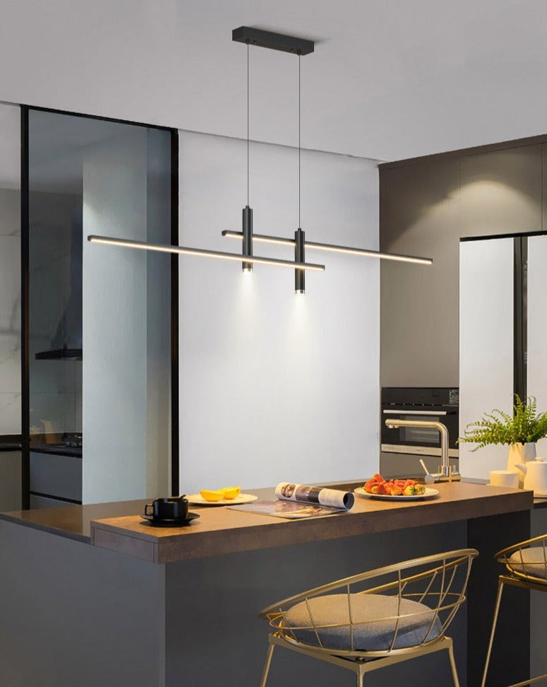 Modern Minimalist Sleek Metal Rod Chandelier M34