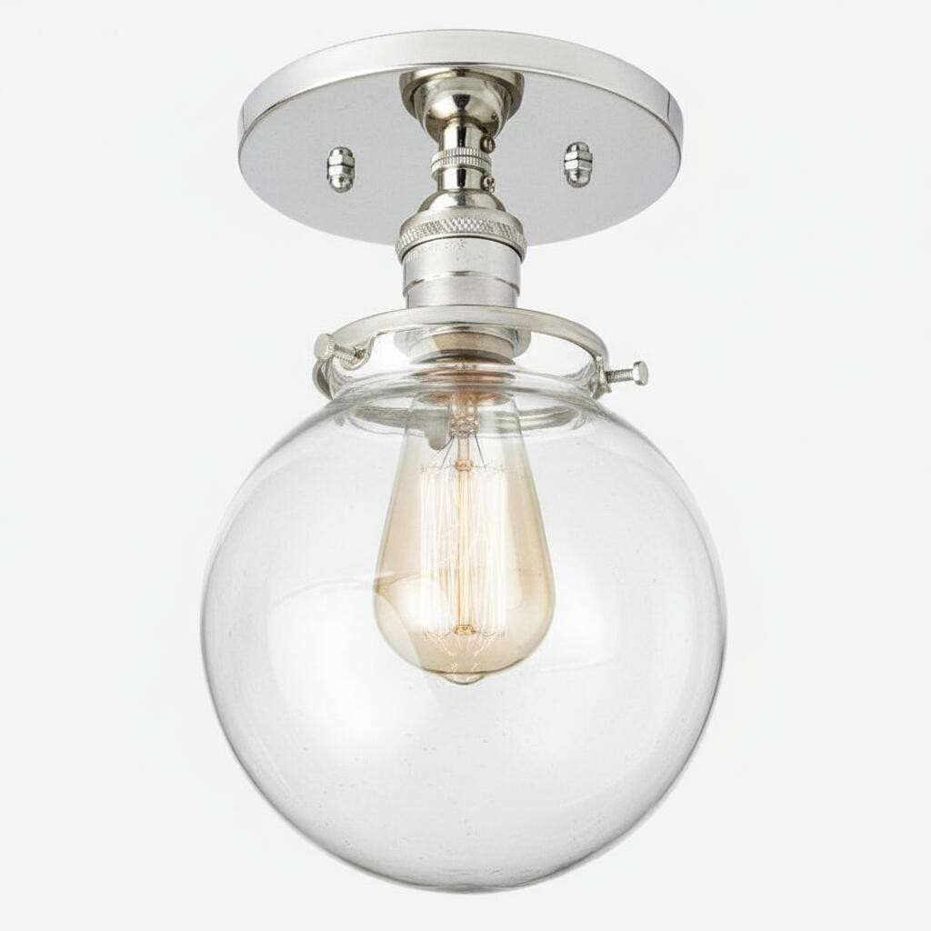 Glorica Glass Retro Globe Ceiling Light - Vintage Industrial Home Lighting T369
