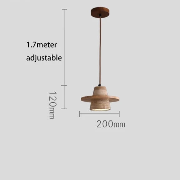 Travertine Medieval Wood Stone Pendant Light T2147