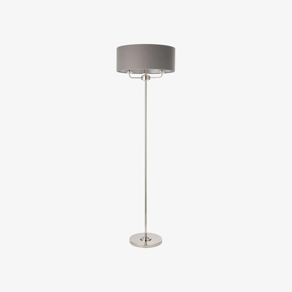 Tela Drum Shade Floor Lamp - Contemporary Fabric Standing Lamp for Home Office T1040
