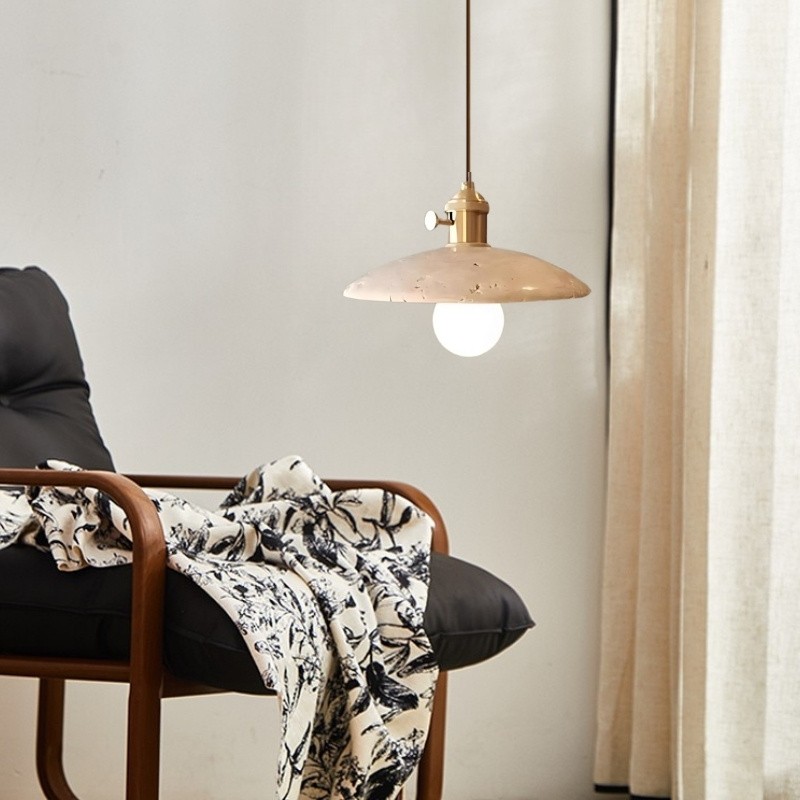 Modern Travertine Pendant Lamp – Antique Copper Fixture S279