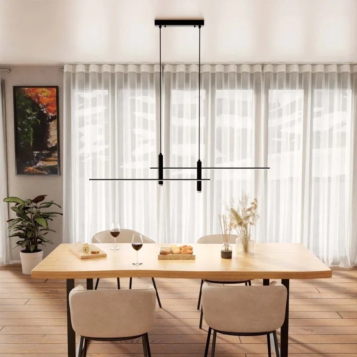 Modern Minimalist Sleek Metal Rod Chandelier M34