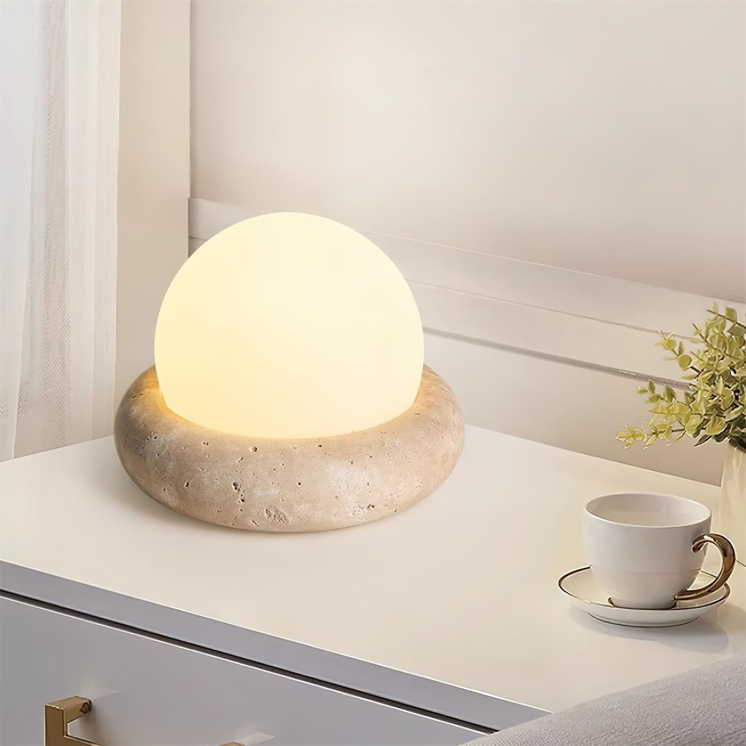 Modern Travertine Cute Mini Orb Table Lamp G40
