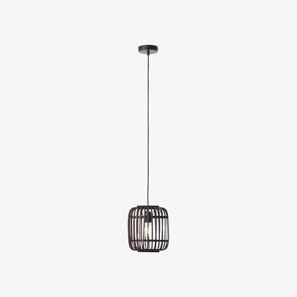 Yumeko Adjustable Bamboo Pendant Lamp - Natural Cage Ceiling Light Perfect for Living & Dining Rooms T999