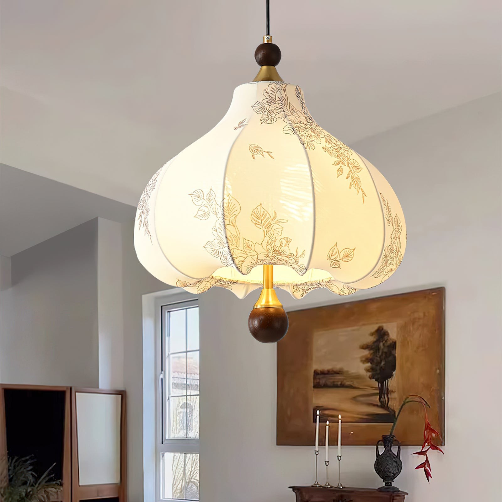 French Retro Fabric Pattern Pendant Lamp M562