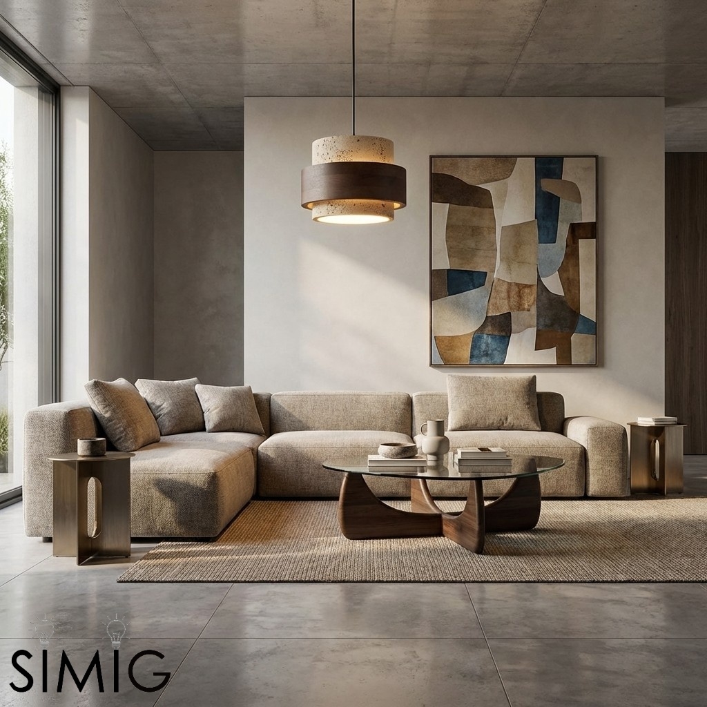 Travertine Drum Minimal Pendant - Kitchen Island Light M169