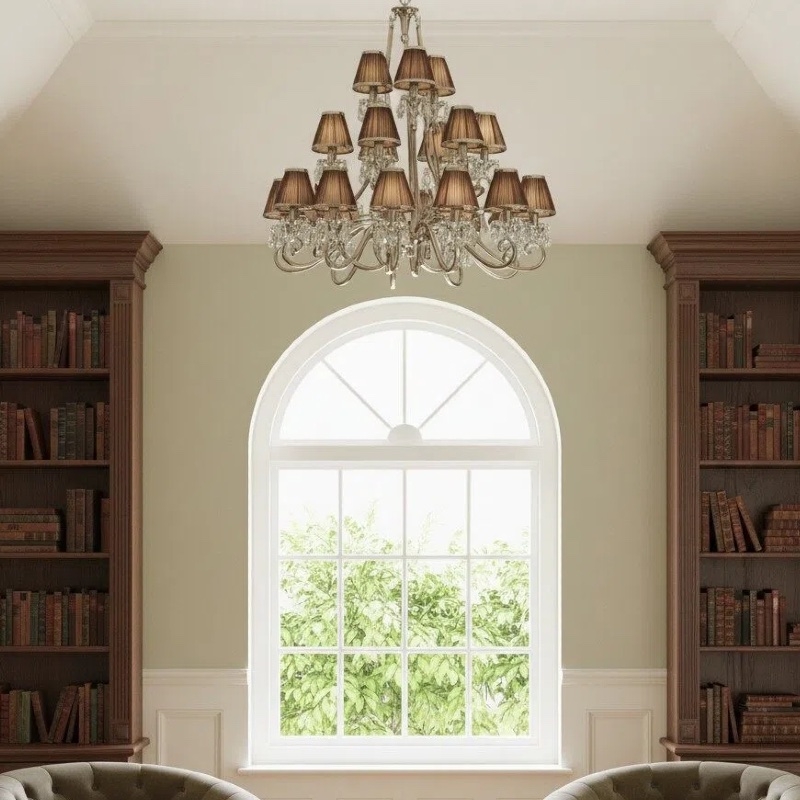 Talonis Multi-light Fabric Chandelier - Elegant Metal Curved Arms for Dining and Living T932