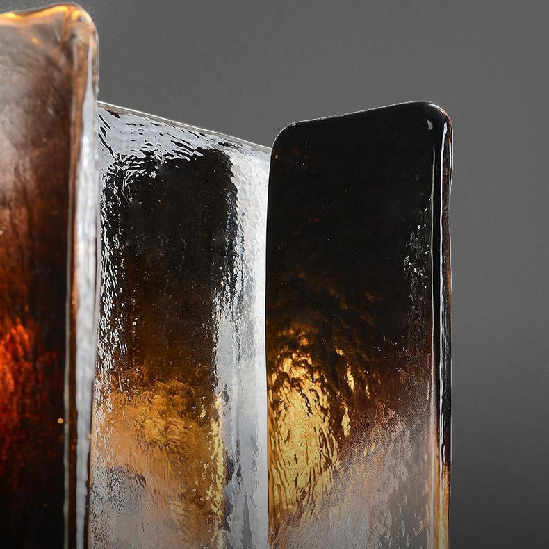 Modern Luxury Rectangle Copper Glass 1-Light Wall Sconce Lamp For Living Room T172