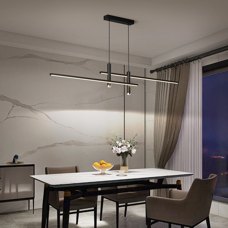 Modern Minimalist Sleek Metal Rod Chandelier M34
