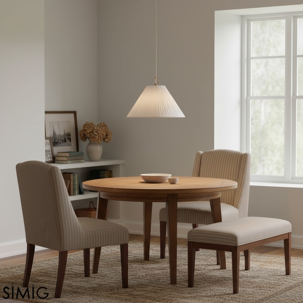 Blossine Brass Pendant - Scalloped Linen Shade for Living Room T442