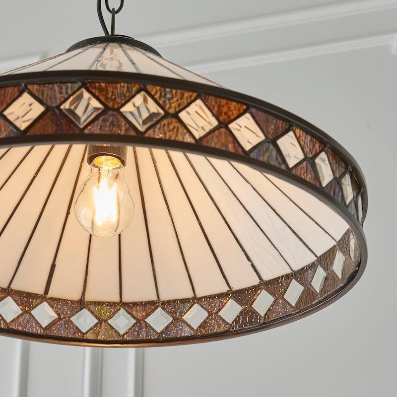 TF Fargo Pendant Light - Tiffany Style Lighting with an Art Deco Shade and Adjustable Chain T970