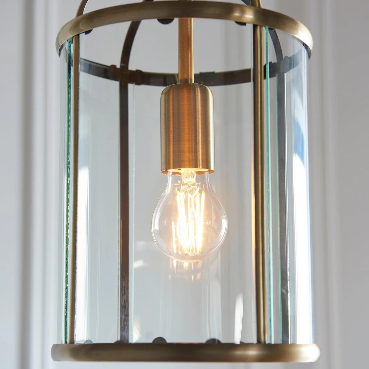 Luxvana Bell Shaped Glass Pendant Light - Industrial Metal Lantern Design Fixture for Kitchen T866
