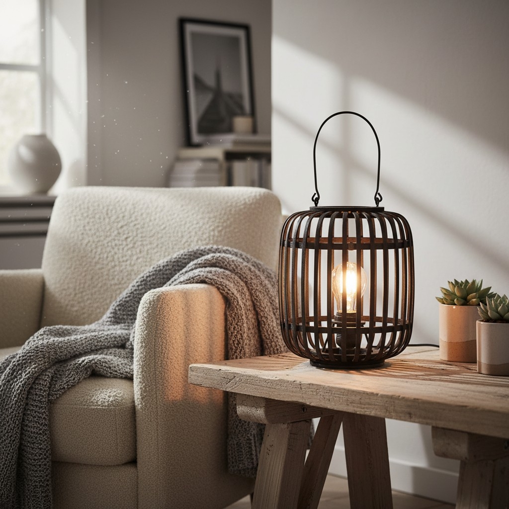 Yumeko Ambient Table Lamp - Open Bamboo Cage Design Stylish and Eco Friendly for Living & Bedroom T988