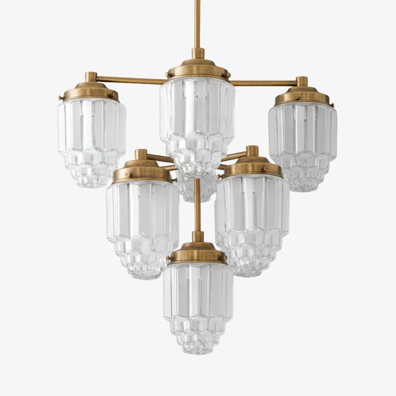 Tierlux Glass Textured Brass Chandelier – Timeless Lighting with Style T375