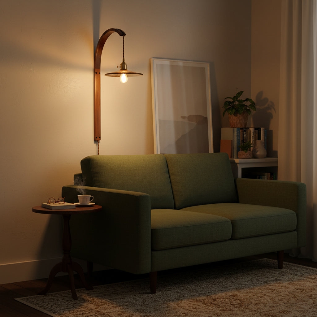 Curved Walnut Ceramic Plug-in Wall Light T1722
