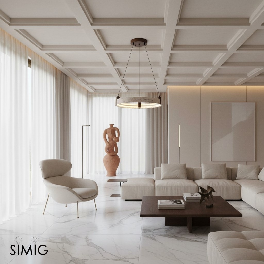 Simple Circular Travertine Pendant Lamp G29