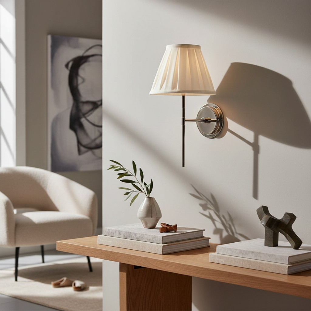 Cremaris Metal Wall Light with Fabric Shade - Timeless Sconce for Interior Lighting T1017