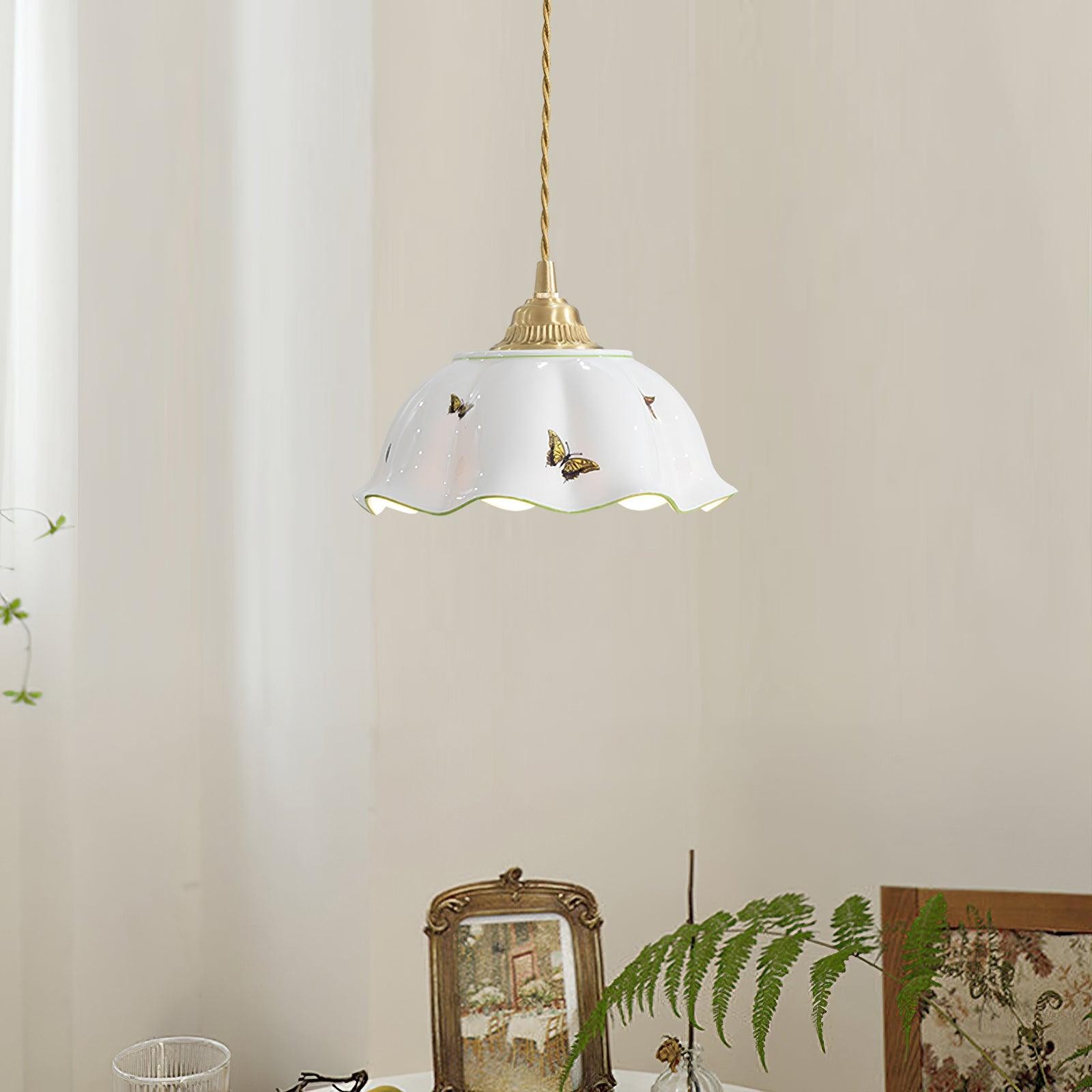 Retro Cream Style Ceramic Pendant Lamp G44