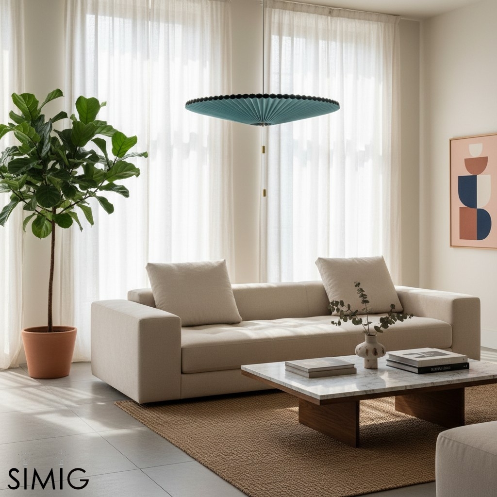 Méduse Pendant Light - Light Blue Papery Design for Modern Interiors