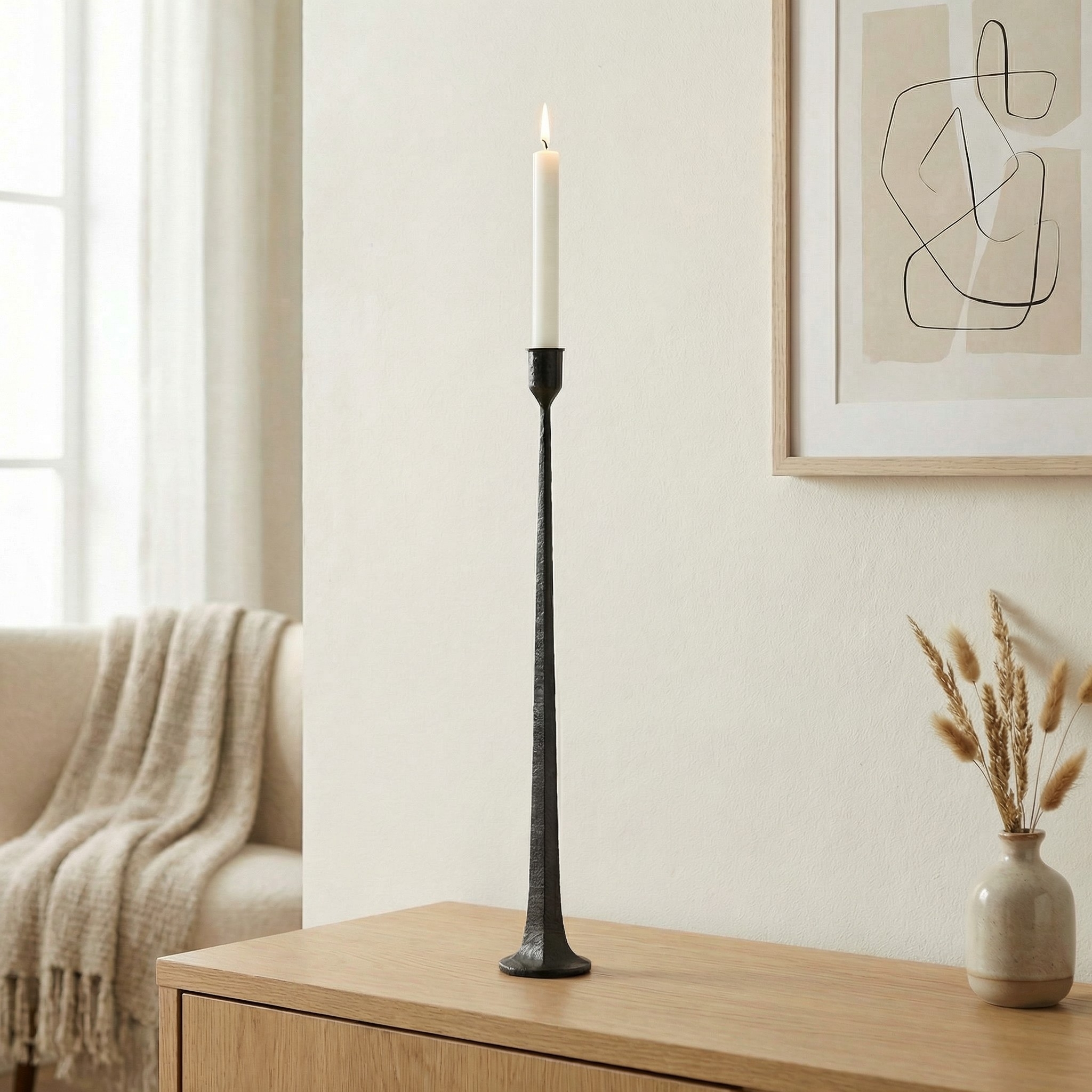 Tegna Tall Minimalist Taper Candle Holders - Modern Dining Table Decor T1190