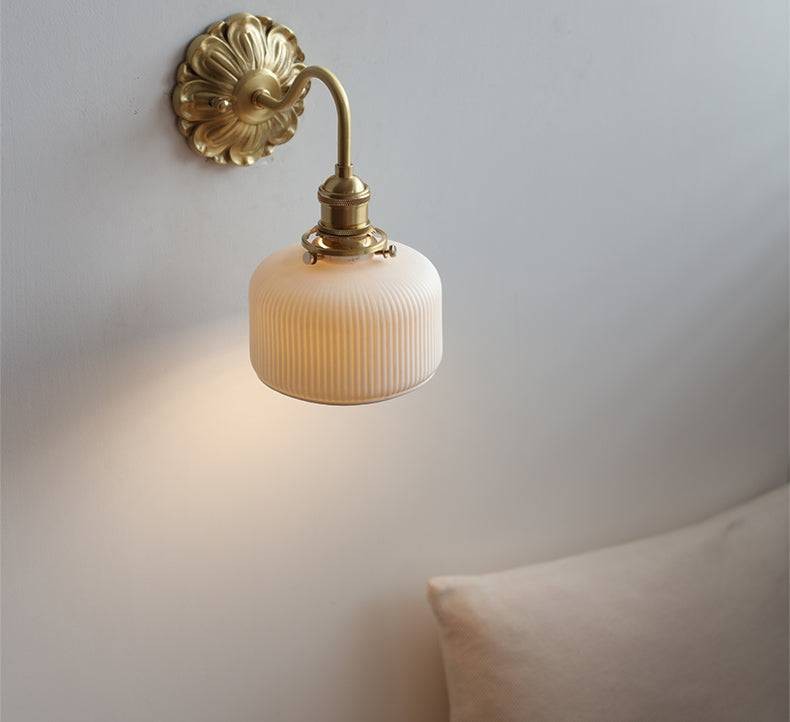 Elegant Ceramic and Brass Wall Sconce for Living Room and Hallway T432