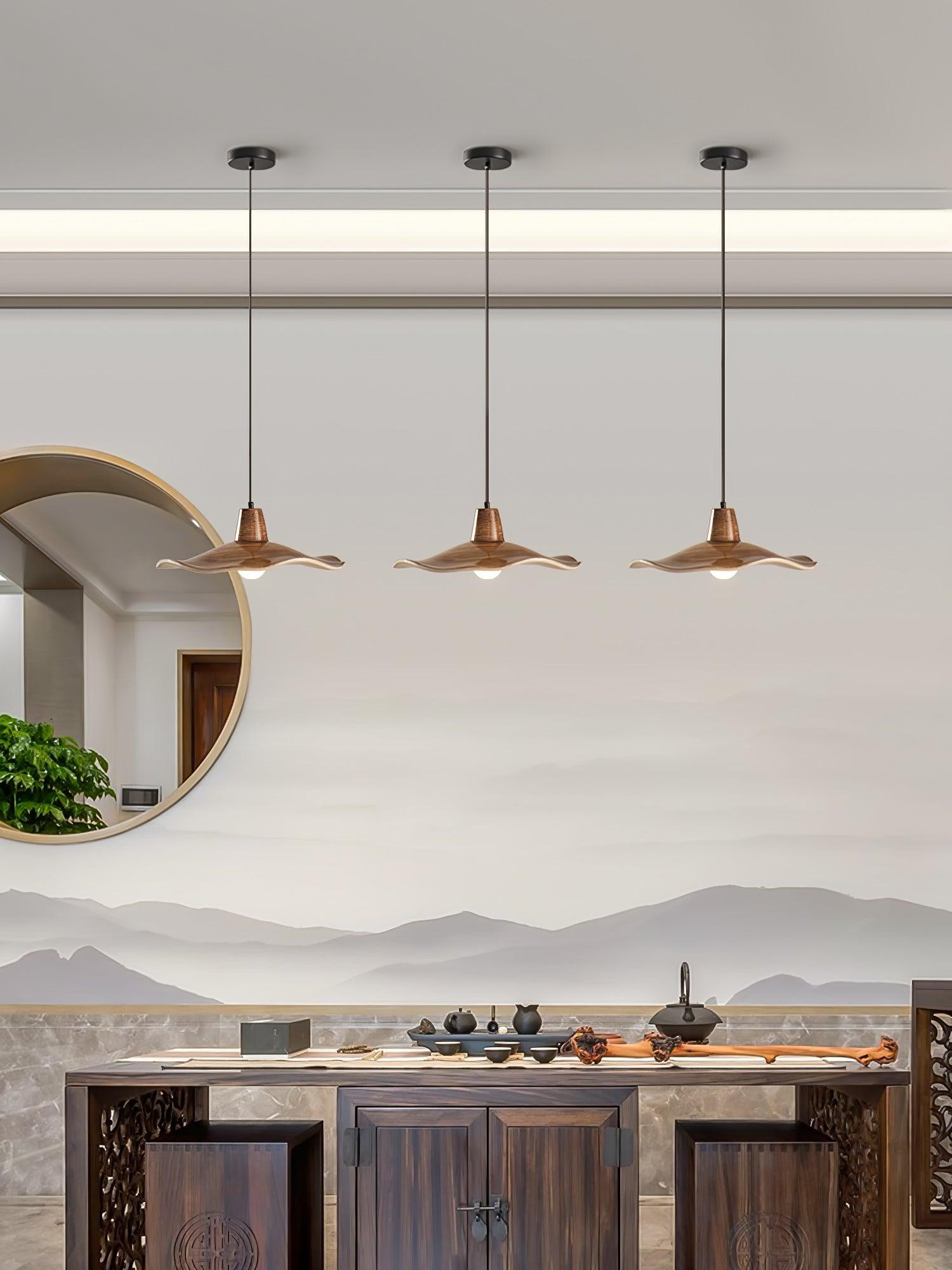 Black Imitation Walnut Wood Grain Kitchen Pendant Lamp M492