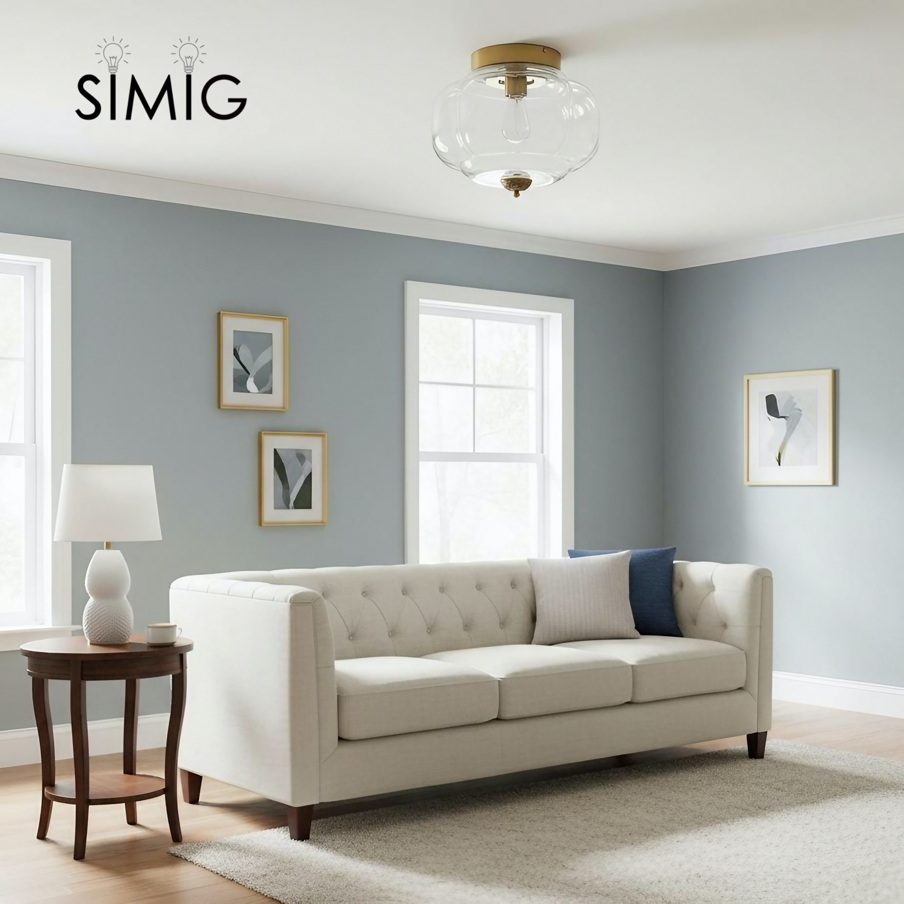 Eloise Ceiling Light - Elegant Retro Brass Ceiling Light for Living Room G55