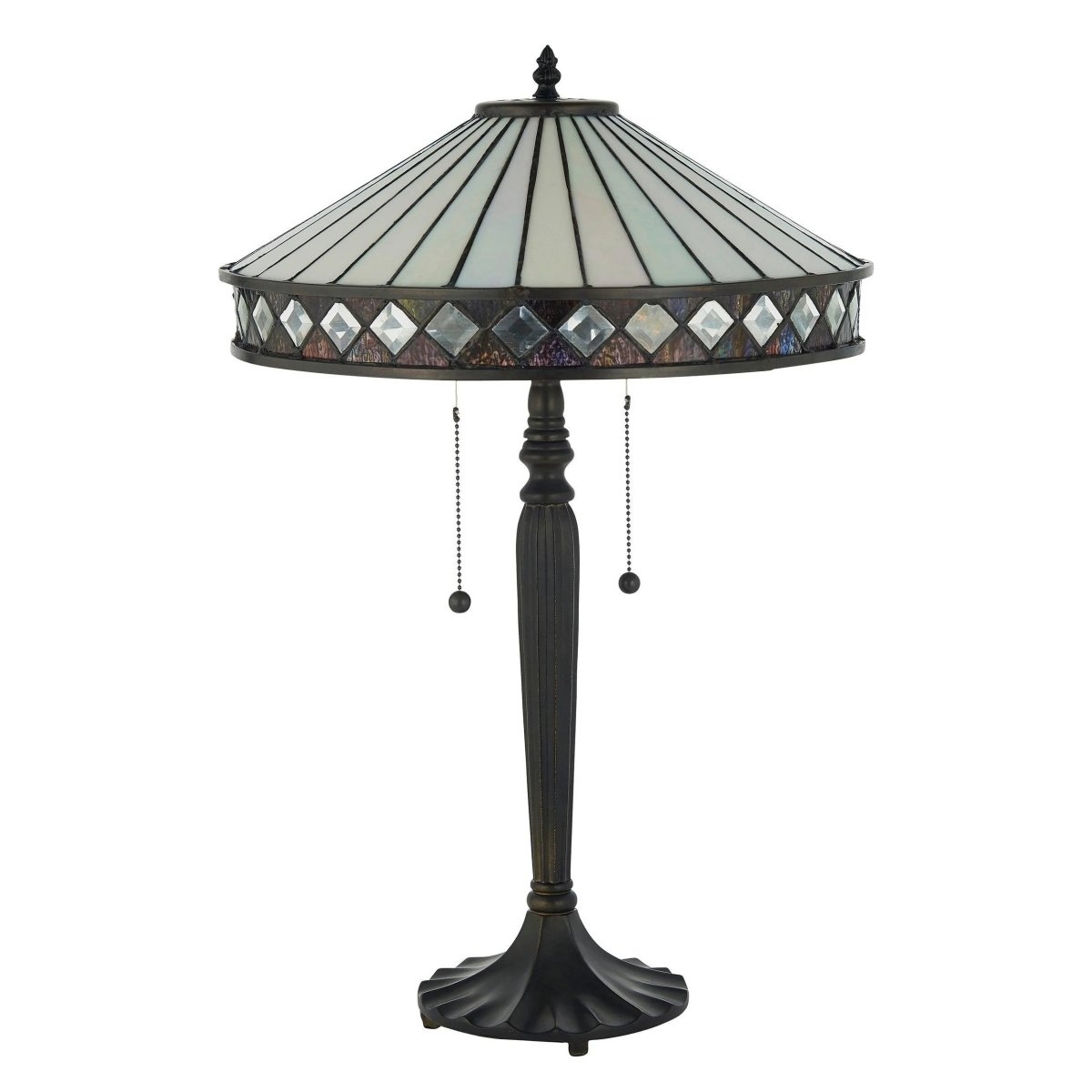 TF Fargo Geometric Glass Tiffany Lamp - Art Deco Table or Floor Light T643
