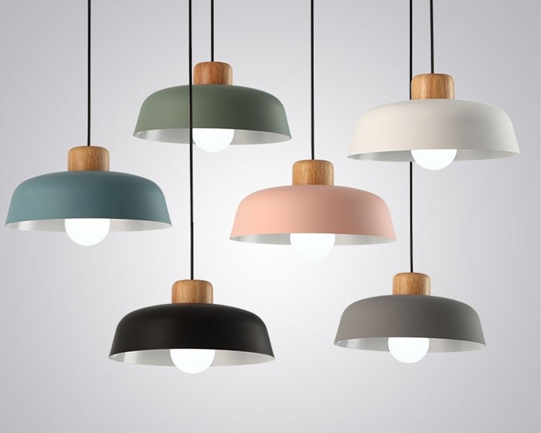 Scandinavian Metal Pendant Light with Macaroon Bowl Shape S33
