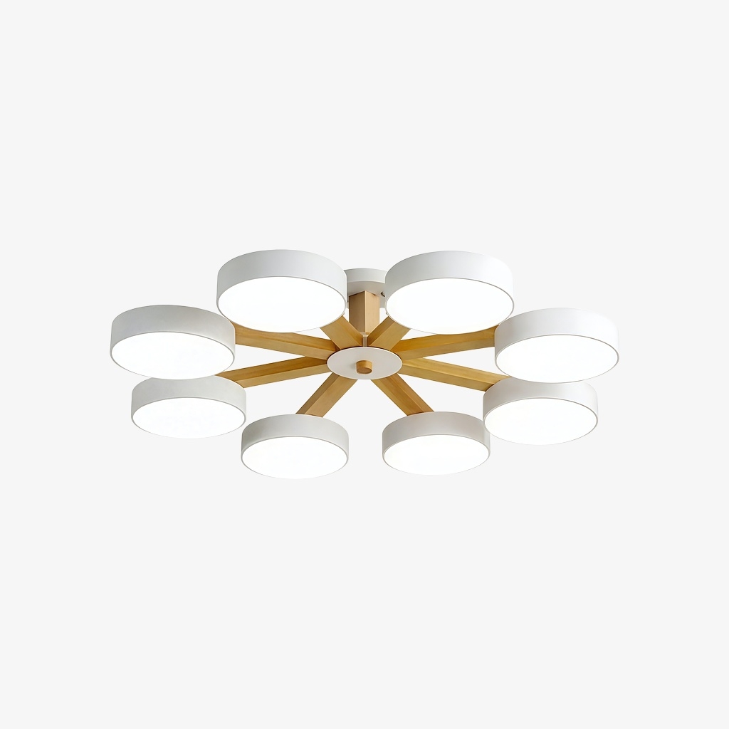 Elegant Wood Branch Ceiling Lamp - LED Disc Chandelier for Living Room or Bedroom S388