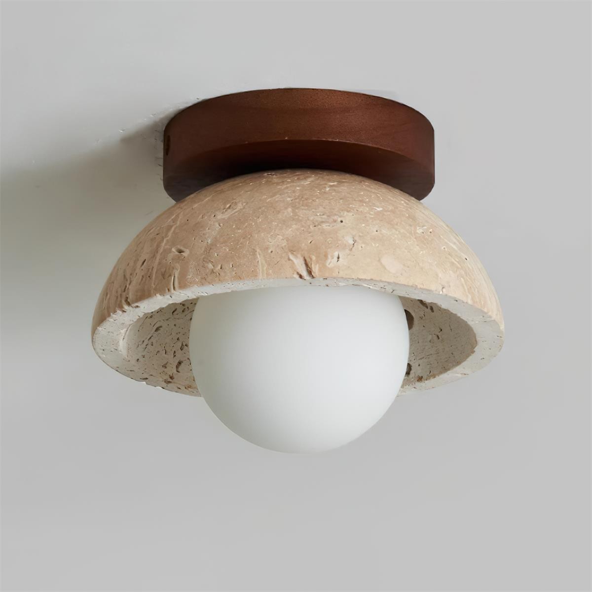 Natural Travertine Bowl Ceiling Light - Vintage for Bathroom M119