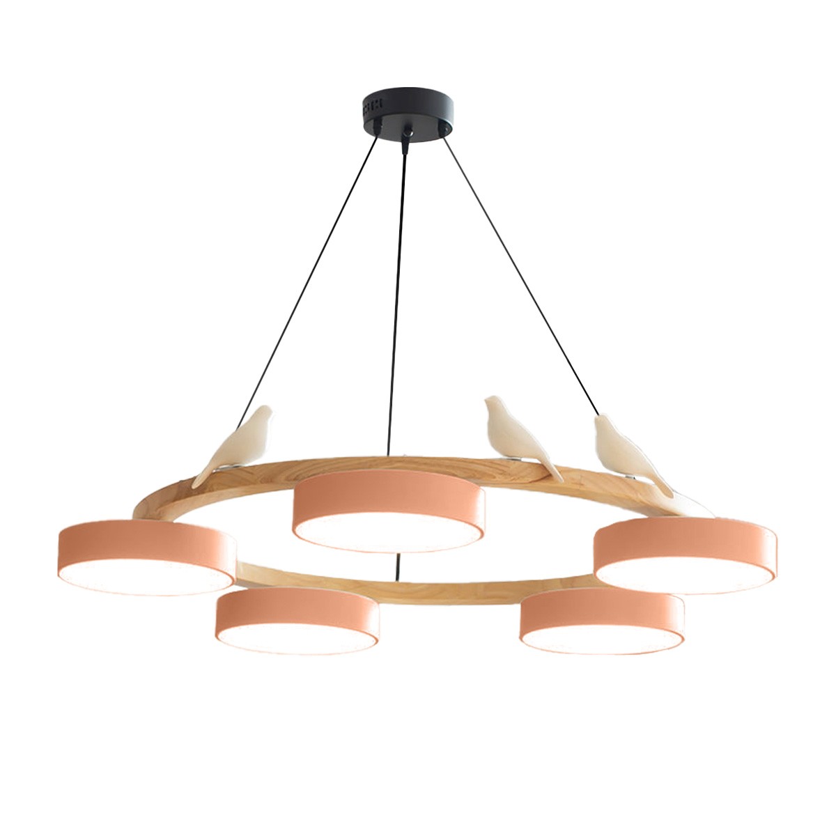 Nordic Wooden Bird Creative Round Chandelier S206