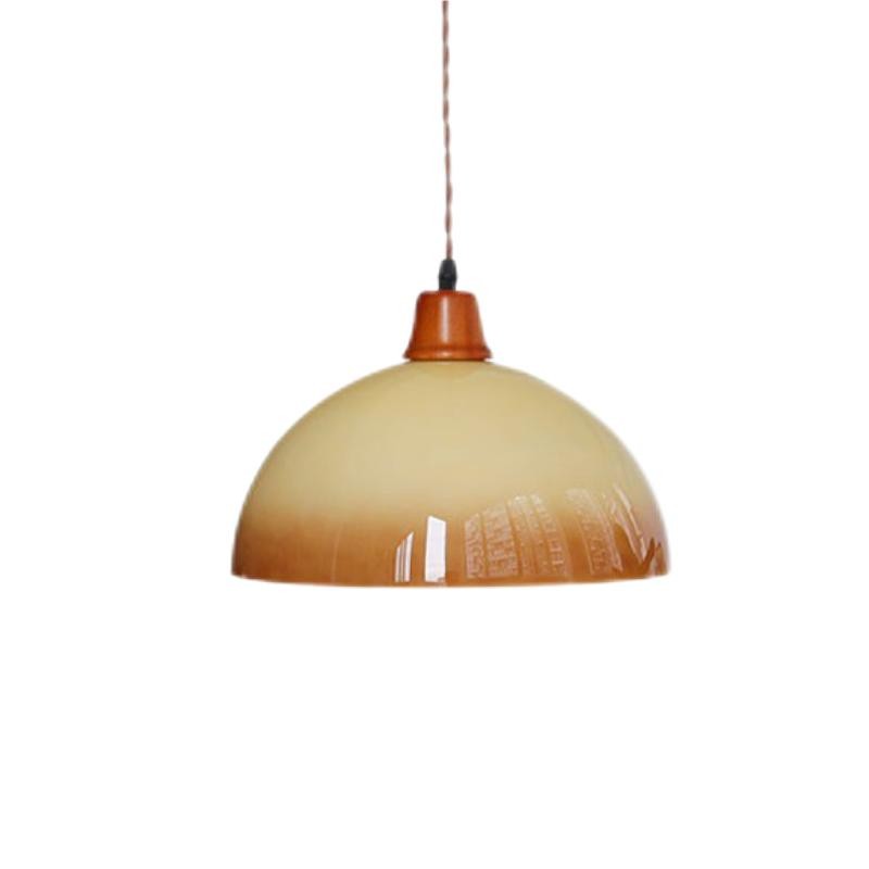 Vintage Bowl Shaped Bauhaus Glass Pendant Light S05