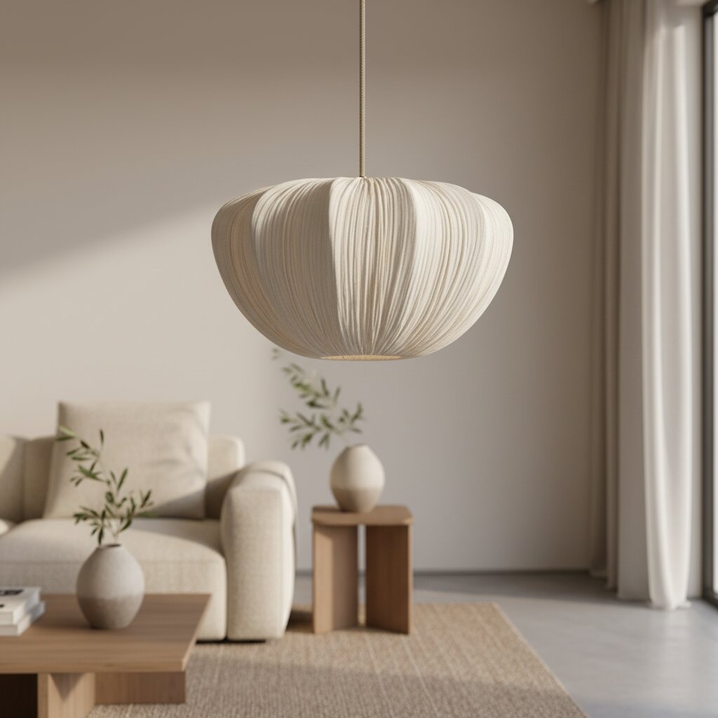 Linbron Soft Linen Shade Pendant - Elegant Light for Living T477
