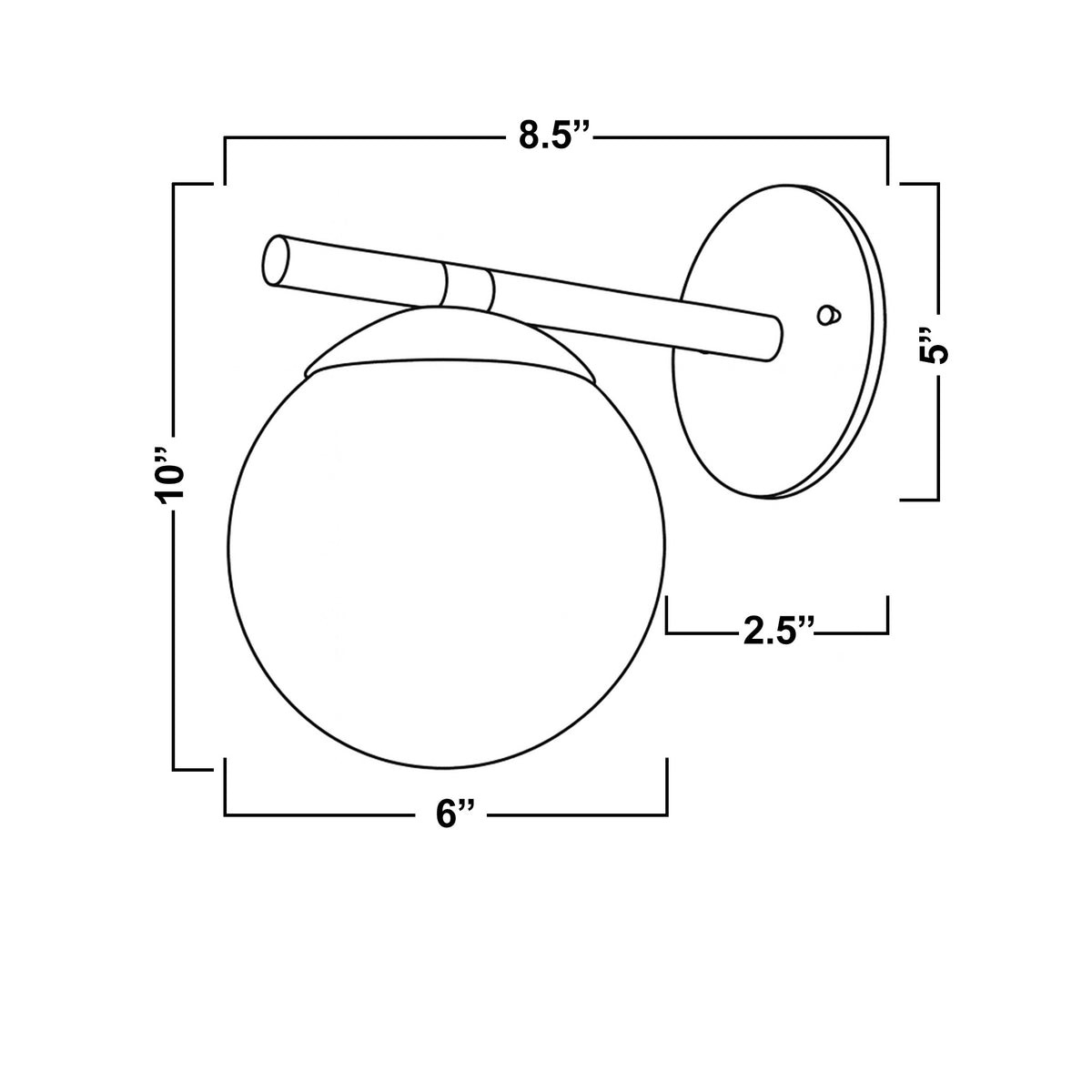 Glorica Glass Wall Sconce - Frosted Globe Light T397